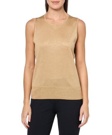 Anne Klein Womens Lurex Sleevesless Mock Neck XX-Small Gold Dust
