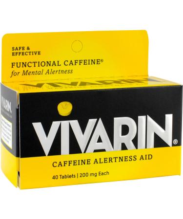 Vivarin Caffeine Alertness Aid 200mg Tablets 40 Count Functional Caffeine for Mental Alertness Same Caffeine as a Cup of Coffee - Triple Pack