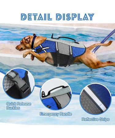 Alagirls Adjustable Dog Life Jacket | Ripstop Flotation Vest for Swimming | Safety Vest with Rescue Handle | Size S (Chest 40-50cm) - Blue - Buy Online on GoSupps.com