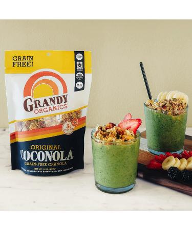 Grandy Organics Original Coconola Gluten Free Granola - Certified Organic, Keto & Paleo Friendly, Non-GMO - 9oz Bags, Bulk Pack of 3 - Buy Online on GoSupps.com
