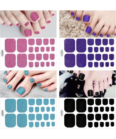 JSRQT 12 Sheets Toe Nail Polish Stickers Solid Colors Glitter Full Wraps Self Adhesive Toe Nail Tip Red Pink Purple Toenails Stickers with Nail File Toe Nails Polish Strips Stickers DIY Nail Decor Art - Buy Online on GoSupps.com