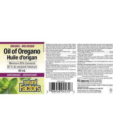 Natural Factors Organic Oil of Oregano 60 ml (60 ML) - Buy Online on GoSupps.com