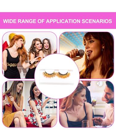 Glitter Lashes - Sparkly 3D Orange Lashes Shiny Dramatic Decorative Eye Strip Lashes | False Eyelashes flufy Wispy Curly Waterproof Sticker Eyelashes | Lashes for Holiday Eye Makeup Cosplay Q-05 - Buy Online on GoSupps.com