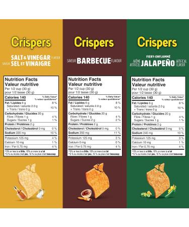 Crispers Snacks Variety Pack (3 pack) - Crispers Salt & Vinegar 240g Crispers BBQ 240g and Crispers Fiery Jalape o 145g - Buy Online on GoSupps.com