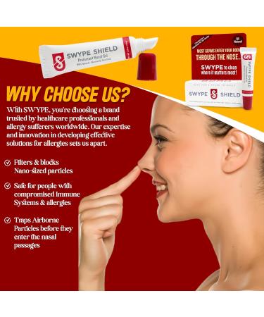 Swype Shield Nasal Gel - Drug-Free Allergen Blocker for Pollen Allergy Relief Ideal for Airplane Travel - Unscented 180+ Applications 0.27 oz (Pack of 1 - Buy Online on GoSupps.com