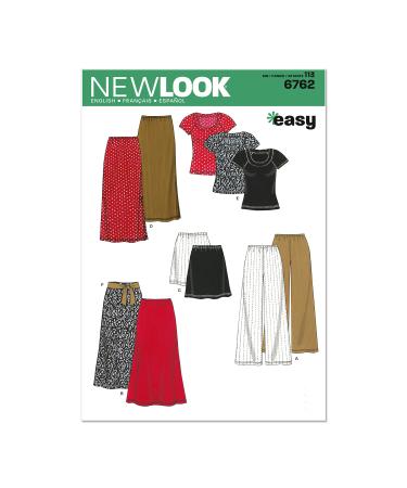 Simplicity U06762A New Look Easy to Sew Misses' Tops, Pants, and Skirts Sewing Pattern Kit, Code 6762, Sizes XS-XL