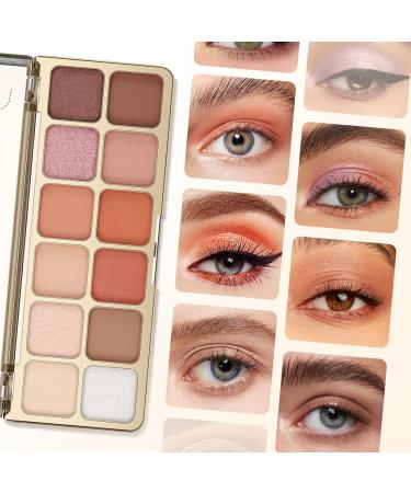 Boobeen 12 Shades Eyeshadow Palette | High Pigmented & Blendable Natural Eye Makeup | Matte & Shimmer Finishes | Perfect for Women | All-Day Wear - Buy Online on GoSupps.com