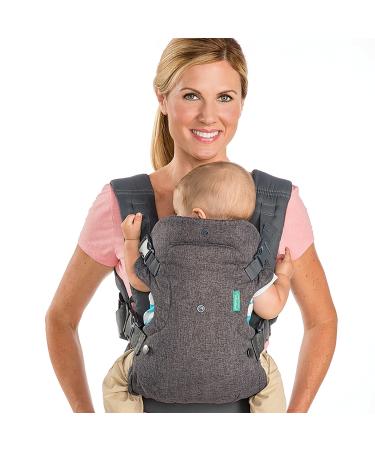 Infantino Flip Advanced 4-in-1 Carrier - Ergonomic, convertible, face-in and face-out front and back carry for newborns and older babies 8-32 lbs Grey Flip 4-in-1 Carrier