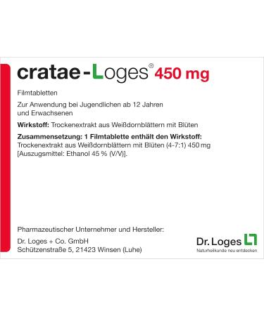 CRATAE LOGESS 450 mg - 100 Tablets | High-Quality Hawthorne Extract for Heart Health - International Shipping Available - Buy Online on GoSupps.com