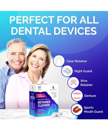 Retainer Cleaner & Denture Cleanser - 180 Effervescent Tablets - 6 Month Supply - Removes Stains Discoloration Odors & Plaque - Clear Aligners Mouth & Night Guard All Dental/Oral Appliances 180 Count - Buy Online on GoSupps.com