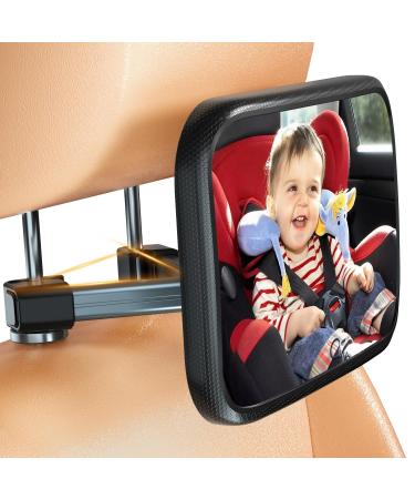 ENONEO Baby Car Mirror 100% Shatterproof Safety Rear Facing Baby Car Seat Mirror 360 Car Mirror Baby Rear View Acrylic Crystal Clear View Car BlindSpot Mirror Baby Essentials for Newborns Parents