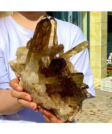 8LB Natural Citrine Cluster Specimen Quartz Crystal Suitable for Home ERTEYIN - Buy Online on GoSupps.com