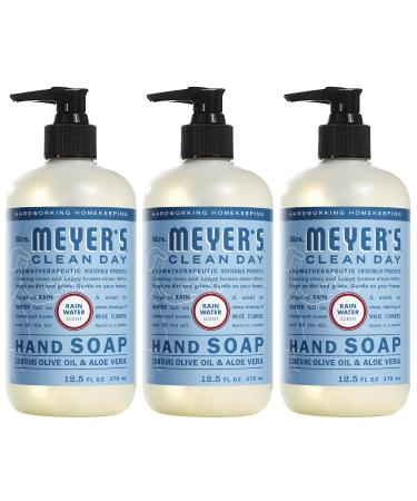 Mrs. Meyer's Clean Day's Hand Soap, Made with Essential Oils, Biodegradable Formula, Rain Water, 12.5 fl. oz - Pack of 3 Rain Water 3 Pack