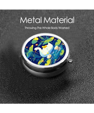 Portable Duckling and Mother Metal Pill Box | Round Mini 3-Compartment | Ideal for Small Pills | Travel-Friendly Design | Black - Buy Online on GoSupps.com