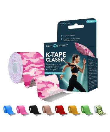 RPM Power Kinesiology Tape (Classic) - Sports Tape Latex Free Water Resistant Tape for Muscles & Joints - Perfect for Sports Muscle Aches & Rehabilitation (Single Box Camo Pink) Single Box Camo Pink