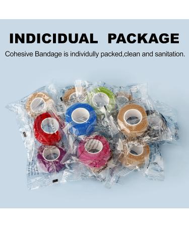 YAXEON Self Adhesive Bandage Wrap - 12 Rolls 1 x 5 Yards Vet Tape - Elastic Cohesive Bandage for Sports Injury - Mix Color - Shop Now! - Buy Online on GoSupps.com