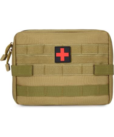 HuntVP Tactical Empty First Aid Bag | Waterproof Molle Pouch with Red Cross Patch | Emergency Kit for Camping & Outdoor | Type 3 Brown - International Shipping Available - Buy Online on GoSupps.com