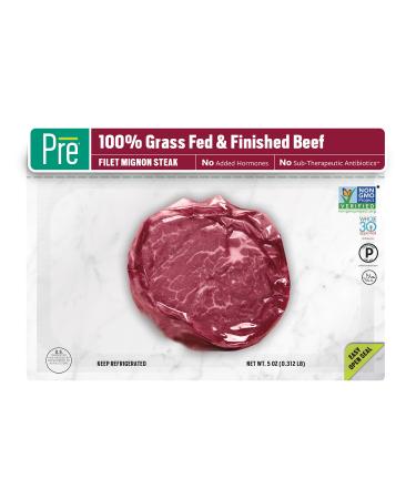 Pre, Filet Mignon Steak  100% Grass-Fed, Grass- Finished, and Pasture-Raised Beef  5oz.
