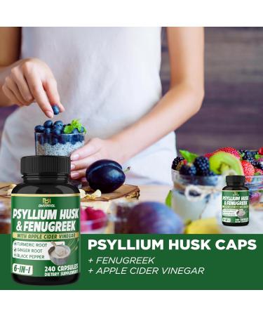 BMVINVOL 6in1 Psyllium Husk Fenugreek Apple Cider Vinegar Turmeric Ginger Black Pepper - Soluble Fiber for Supports Digestive Health & Regularity- 240 Capsules 4-Month Supply  - Buy Online on GoSupps.com