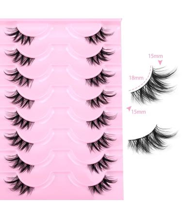 Cat Eye Wispy Half Lashes - 15mm Mink Volume Fake Eyelashes - 8 Pairs Pack by Pawotence - Buy Online on GoSupps.com