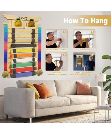 IHEL Karate Belt Display Rack 10 Belt - Personalize with Stickers and Medal Case for BJJ, Jiu Jitsu, TKD Martial Arts - Buy Online on GoSupps.com