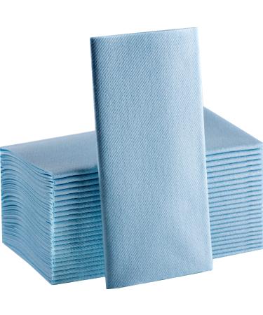 Baby Blue Paper Napkins | Linen Feel Guest Disposable Cloth Like Dinner Napkins | Hand Towels | Soft, Absorbent, Paper Hand Napkins for Kitchen, Bathroom, Parties, Weddings, Dinners | 50 Pack