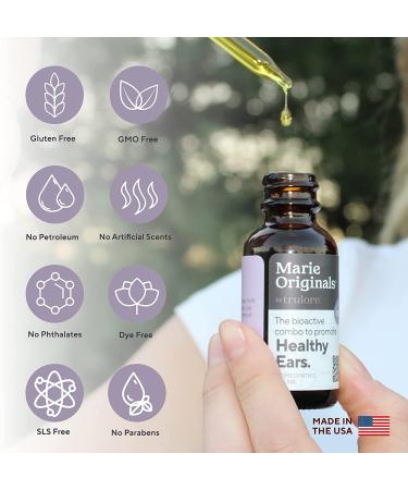 Marie Originals Organic Ear Oil for Infections - Natural Eardrops for Prevention & Relief in Kids, Adults, Baby, and Dogs - Mullein & Garlic Formula - 1 Fl Oz - Buy Online on GoSupps.com