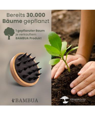 Bambua Scalp Massage Brush - 100% Plastic-Free Bamboo Shampoo Brush for Dandruff Relief & Head Massage - Includes Healthy Scalp E-Book (Black) - Buy Online on GoSupps.com