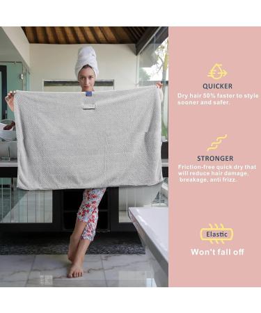 BYCOO Large Microfiber Hair Towel Wrap for Women - Anti Frizz Hair Drying Towel - Fast Dry & Super Absorbent - Gray - Buy Online on GoSupps.com