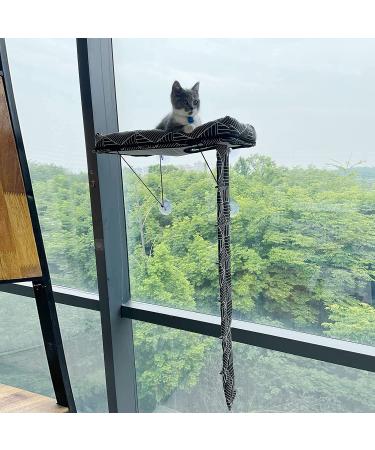 Cat Hammock Window Seat - Lower Support Safety Iron Perch for Indoor Cats - Enjoy 360 Sunbathing - Black Diamond Design - Buy Online on GoSupps.com