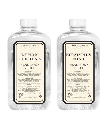 Apothecary 101 Collections | Hand Soap Refill | Home and Body Company | 78oz x 2 | Lemon Verbena & Eucalyptus Mint