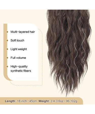 FESHFEN 18 Medium Brown Curly Wavy Ponytail Extension - Synthetic Drawstring Hairpiece for Women - Buy Online on GoSupps.com