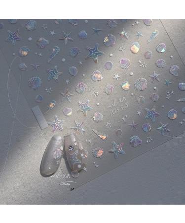 Shakven Self-Adhesive Nail Stickers Summer Shells Glitter Nail Stickers Decor - High-Resolution Printing Decorations for Dating Daily Life Work and School - Buy Online on GoSupps.com