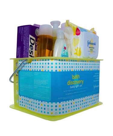 Johnson's Bath Discovery Gift Set for Parents-to-Be - Baby Bath Time Essentials Kit with Body Wash, Shampoo, Wipes, Lotion & Diaper Rash Cream - Buy Online on GoSupps.com
