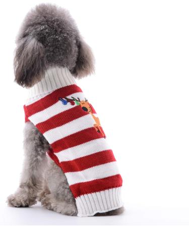 Shop Cozy Christmas Dog Sweater - Turtleneck Knitwear for Puppies | Warm Dog Sweater with Reindeer & Bells - Perfect Holiday Gift! - Buy Online on GoSupps.com