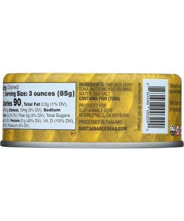 Sustainable Seas Tuna Chunk Light in Water - 5 oz | Eco-Friendly Seafood - Buy Online on GoSupps.com