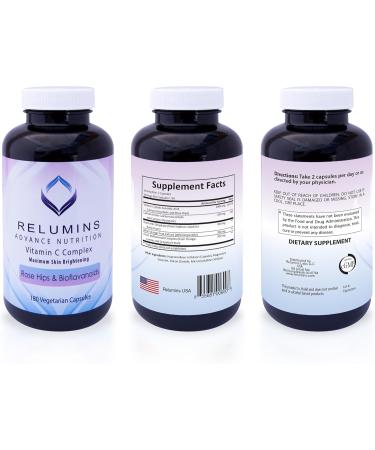 Relumins L-Glutathione & Vitamin C Supplement Bundle 1000mg Reduced Glutathione Complex with Alpha Lipoic Acid & Rose HIPS (30 Capsules) + MAX Vitamin C 1000mg (60 Capsules) - Buy Online on GoSupps.com