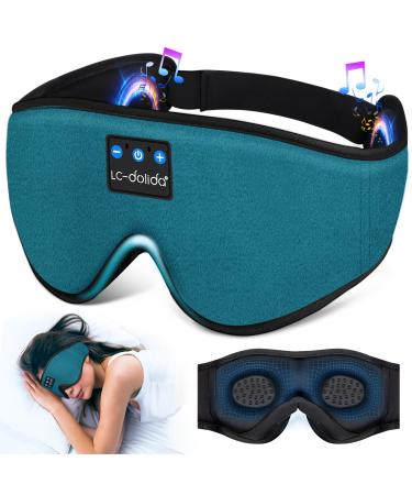 LC-dolida Bluetooth Deep Sleep Mask with Headphones 100% Blackout 3D Sleep Headphones Eye Covers for Women & Men Zero Pressure Sleeping Mask with Travel Bag Travel Nap Essentials for Men Women
