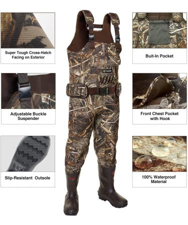 TIDEWE Chest Waders for Men Realtree MAX5 Camo 800G Insulated Waterproof Neoprene Bootfoot Wader 11 - Buy Online on GoSupps.com