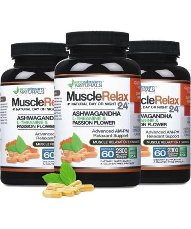 Relaxant - Muscle Relax 24/7 - Large 2 300 Milligram Day/Night Use Capsules Maximum Strength Support - with Valerian Passion Flower Magnesium 60 Count (Pack of 1) - Buy Online on GoSupps.com