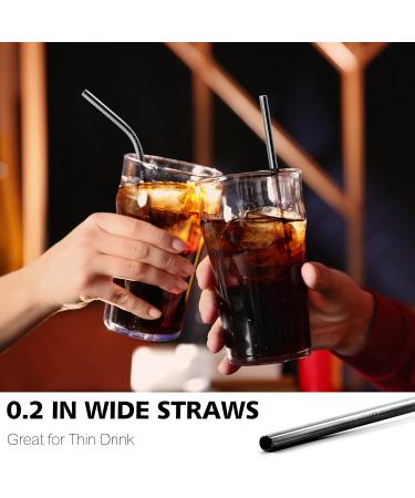 Anaeat 6 Pack Reusable Food-Grade Stainless Steel Straws Durable Long Metal Drinking Straw with Cleaning Brush & Travel Case - 2 Bent 2 Straight & 2 Wide Straws for Smoothie Bubble Tea (Black) 6-piece Black - Buy Online on GoSupps.com