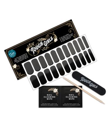 TOUGH GIRLS | 22 Semi-Cured Gel Nail Polish Strips | Brighter, Thicker, Tougher | UV LED Lamp Use Required | Includes Cuticle Stick, Nail File, Nail Wipes (Black)