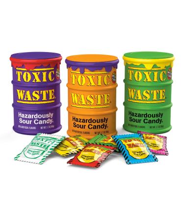 TOXIC WASTE | 3-Pack Toxic Waste Special Edition Drums of Assorted Sour Candy - 5 Flavors and 1 NEW Mystery Flavor (1.7 oz)