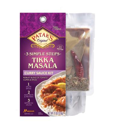 Patak's Tikka Masala Curry Sauce 3-Step Kit Pre-measured ingredients included Fragrant whole spices Tikka Masala curry spice paste and a base sauce Vegetarian Friendly 11 oz (Pack of 6) Tikka Masala 11 Ounce (Pack of 6)
