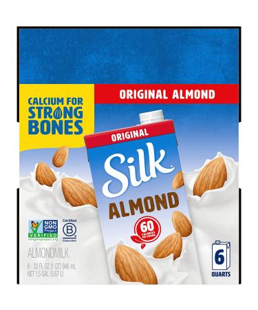 Silk Pure Almond Milk Original, 32 Fl Oz - Pack of 6 | Dairy-Free & Nutritious - Buy Online on GoSupps.com