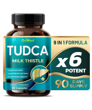 GriMed TUDCA with Milk Thistle 5 850mg Liver Support Supplement for Detox Cleanse Water-Soluble Bile Salts with Strong Bitter Taste (90 Count (Pack of 1))