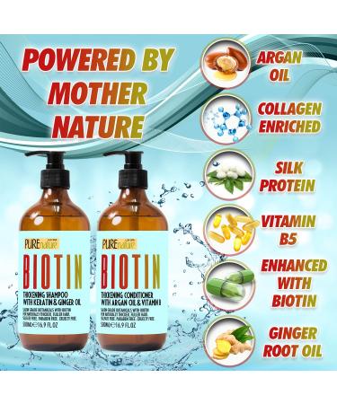 Biotin Shampoo and Conditioner Set with Argan Oil - Promotes Hair Growth and Fights Hair Loss - Sulfate Free Formula - Buy Online on GoSupps.com