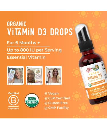 MaryRuth Organics Vitamin D USDA Organic | VIT D3 Liquid | Sugar Free | Liquid VIT D Spray Immune Support for Adults & Kids | Bone Health| Vegan | Gluten Free | Non-GMO | 30 Servings - Buy Online on GoSupps.com
