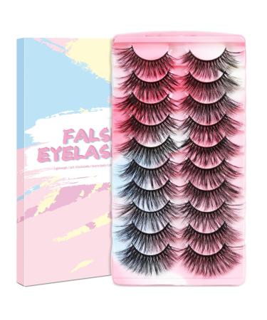 False Eyelashes Cat Eye Wispy Lashes Natural Look  10 Pairs Manga Lashes Reusable Faux Mink Fake Eyelashes  3D Natural Fake Lashes Easy To Apply  Contact Lens Friendly  Cruelty-Free  Lightweight