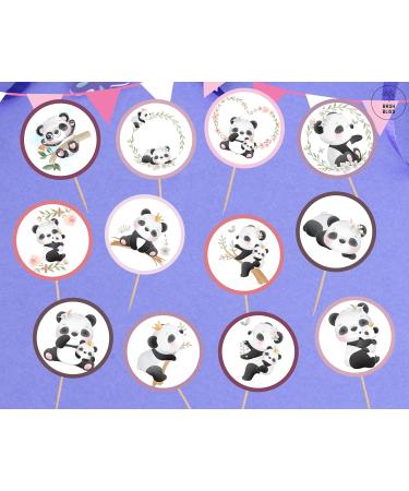 24-Pack Panda Girl Cupcake Toppers Cake Topper Centerpiece - 2.5x2.5in & 5-inch Tall - Double-Sided High-Resolution - Heavy Cardstock Pre-Assembled with Stick for Whimsical Celebrations - Buy Online on GoSupps.com